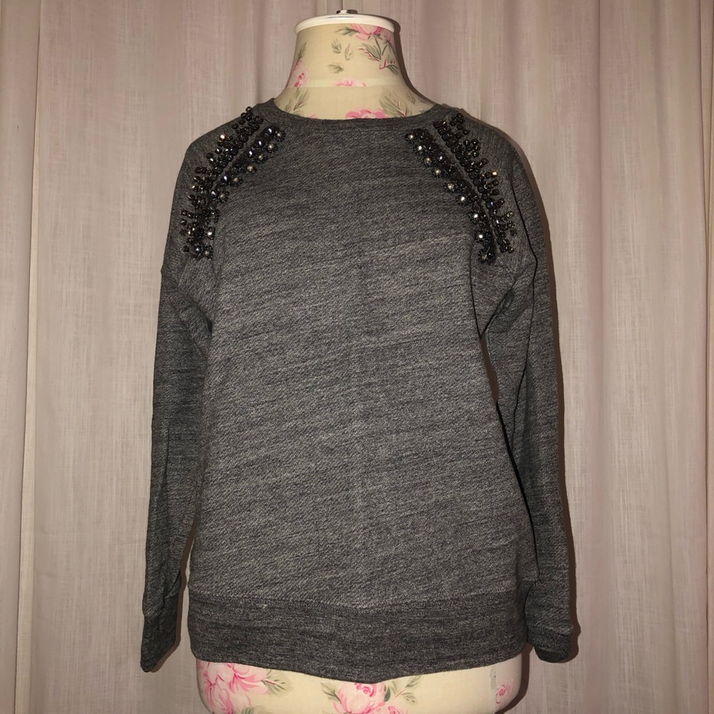 J. CREW COLLECTION EMBELLISHED RAGLAN SWEATSHIRT